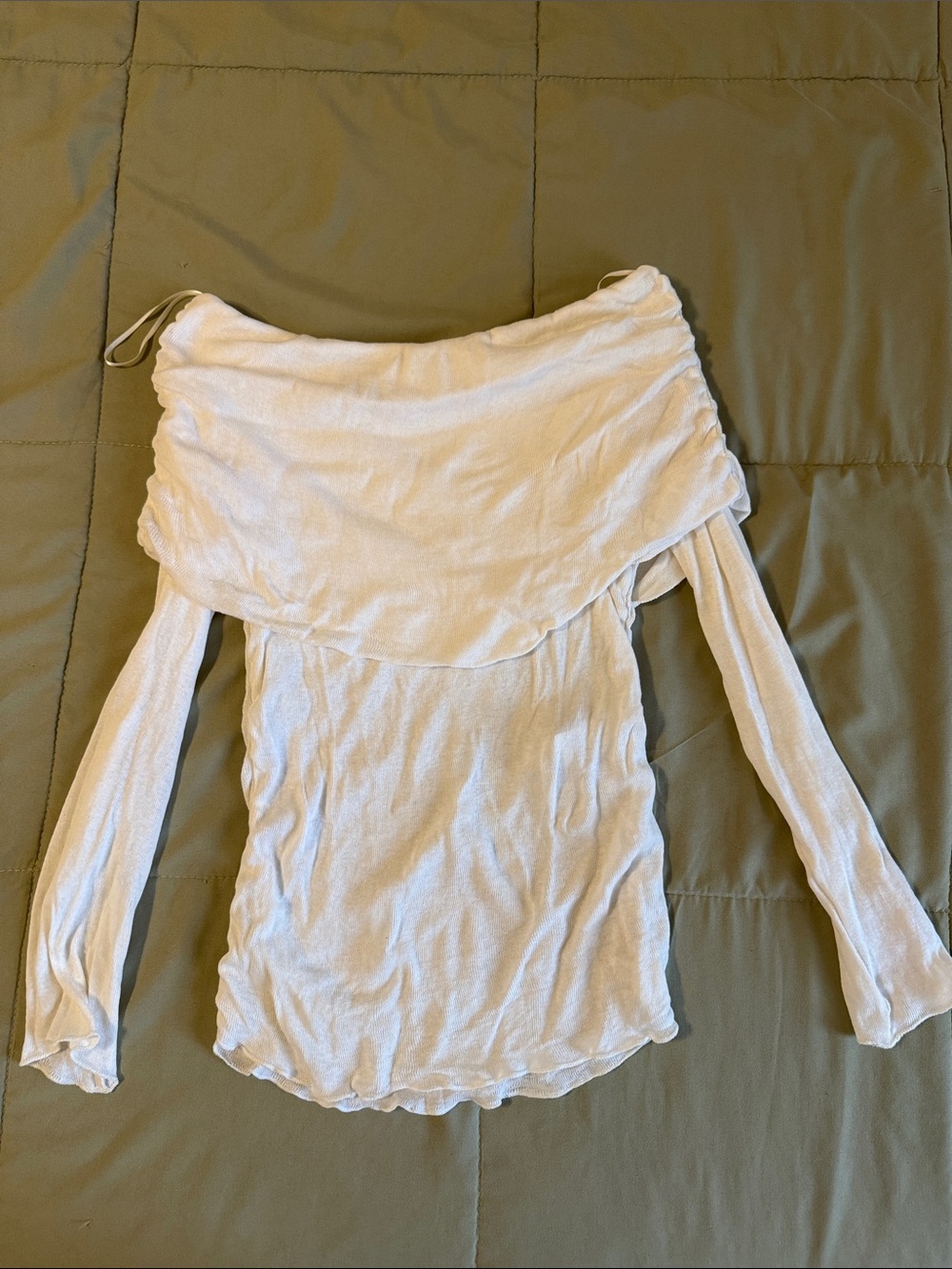 Zara White Off-Shoulder Long Sleeve Top